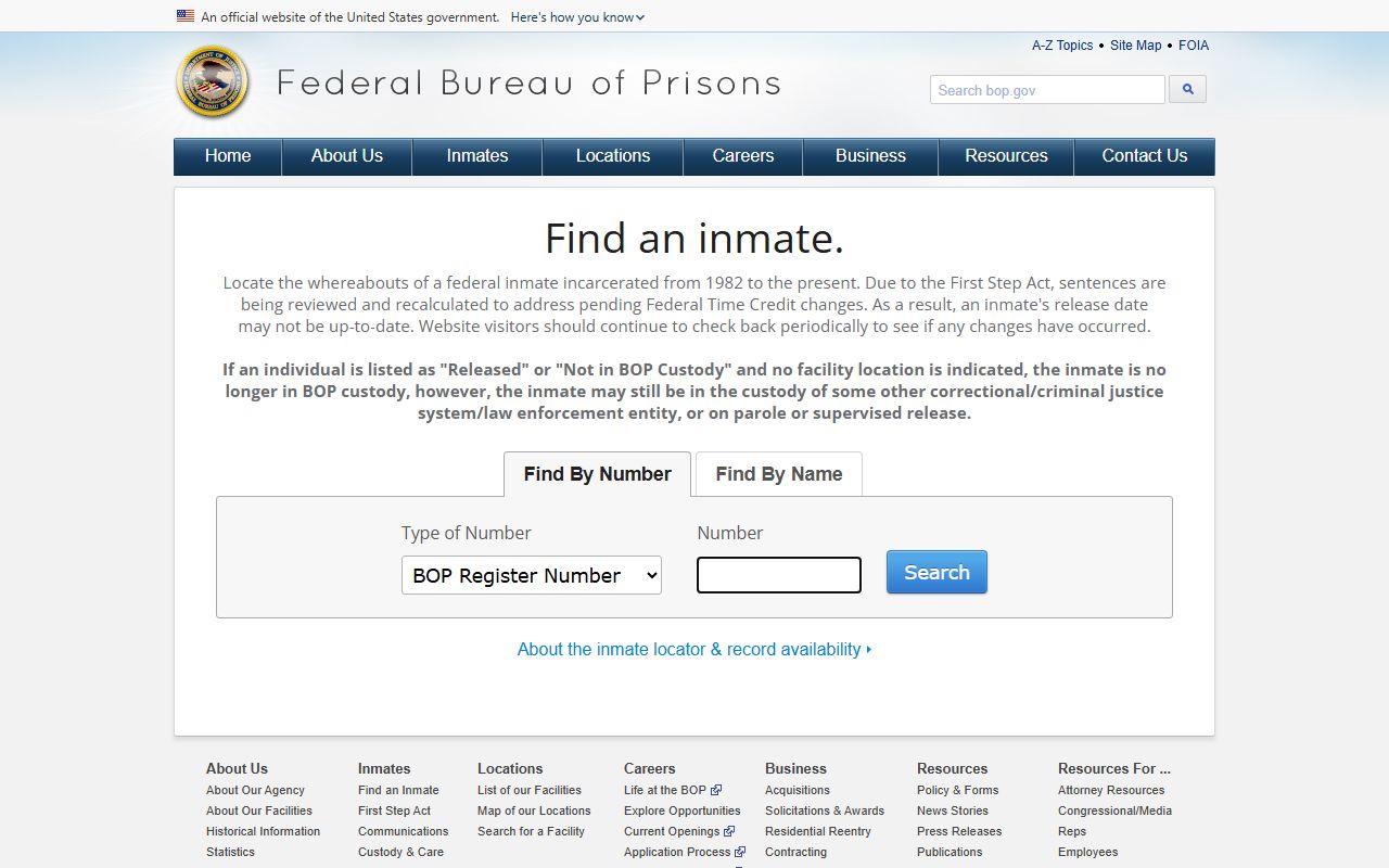 Federal Bureau of Prisons inmate locator for Federal Prison Camp Pensacola